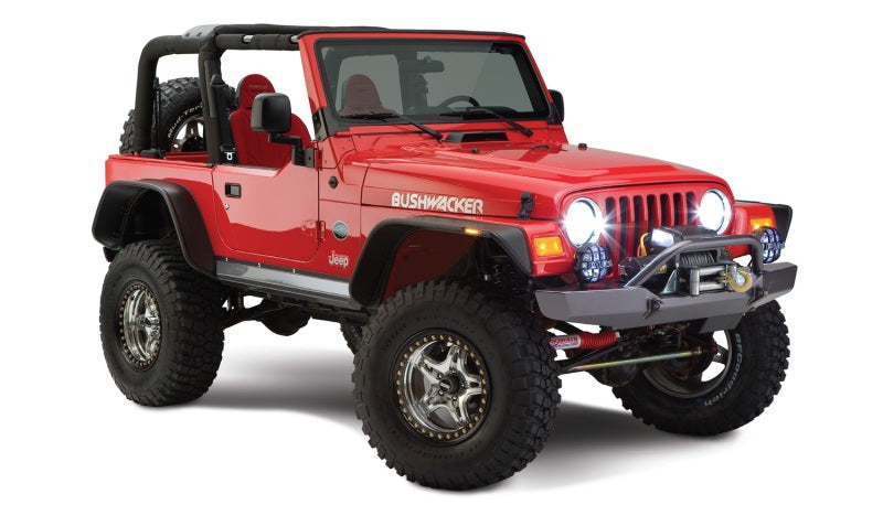 

Bushwacker  - BUS10920-07 - Bushwacker 97-06 Jeep Wrangler Flat Style Flares 4pc - Black - Shipped in Europe - Tuningsupply.com
