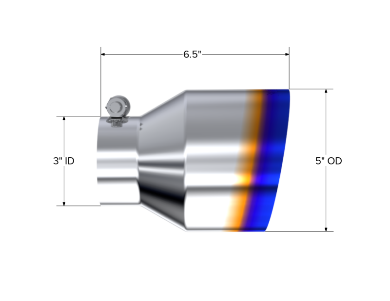 MBRP T304 Stainless Steel Burnt End Angle Cut Exhaust Tip - 3in. ID / 5in. OD / 6.5in. Length-tuningsupply.com