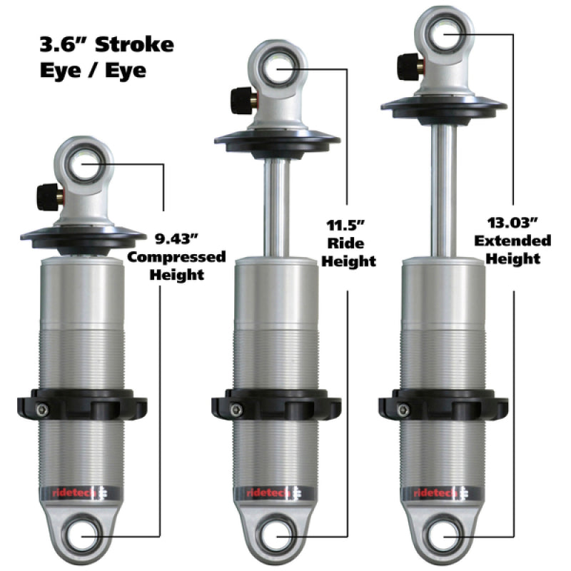 

Ridetech 24139901 - RID24139901 - Ridetech HQ Series CoilOver Shock 3.6in Travel 2.5in Coil Eye/Eye Mounting 9.425inx13.025in - Shipped in Europe - Tuningsupply.com
