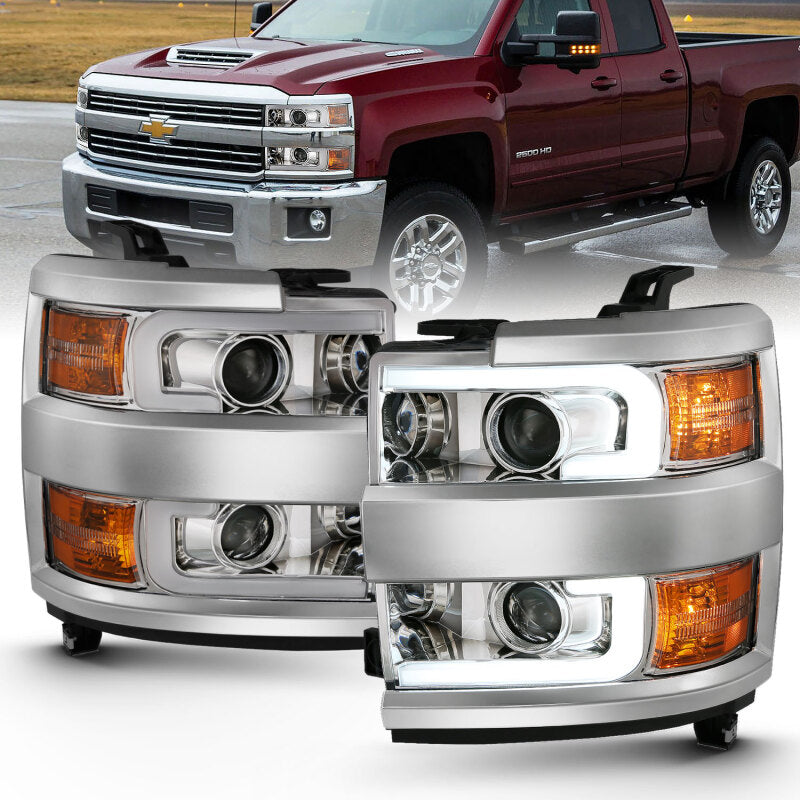 

ANZO  - ANZ111360 - ANZO 2015-2016 Chevrolet Silverado Projector Headlights w/ Plank Style Design Chrome w/ Amber - Shipped in Europe - Tuningsupply.com
