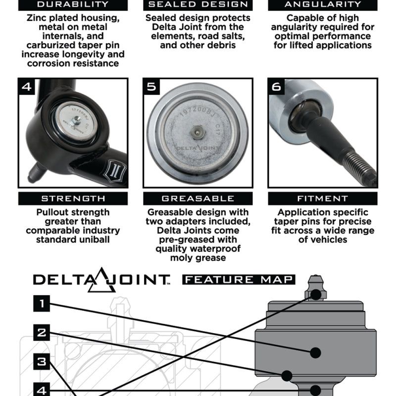 ICON 2007+ Toyota FJ / 2003+ Toyota 4Runner Tubular Upper Control Arm Delta Joint Kit-tuningsupply.com