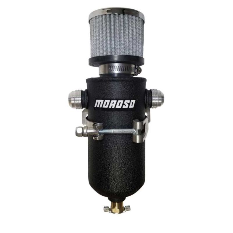 Moroso 10AN Male Fittings Catch Can Breather Tank - Black Powder Coat-tuningsupply.com