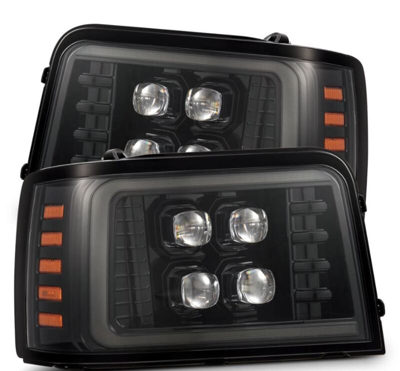 AlphaRex 92-96 Ford F-Series/Bronco NOVA-Series LED Proj Headlight Alpha-Bk w/Actv Light SS & SBDRL-tuningsupply.com