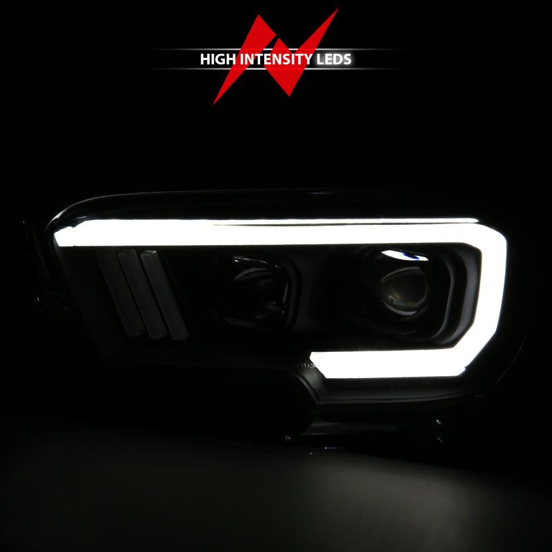 ANZO 2016-2017 Toyota Tacoma Projector Headlights w/ Plank Style Switchback Black w/ Amber-tuningsupply.com