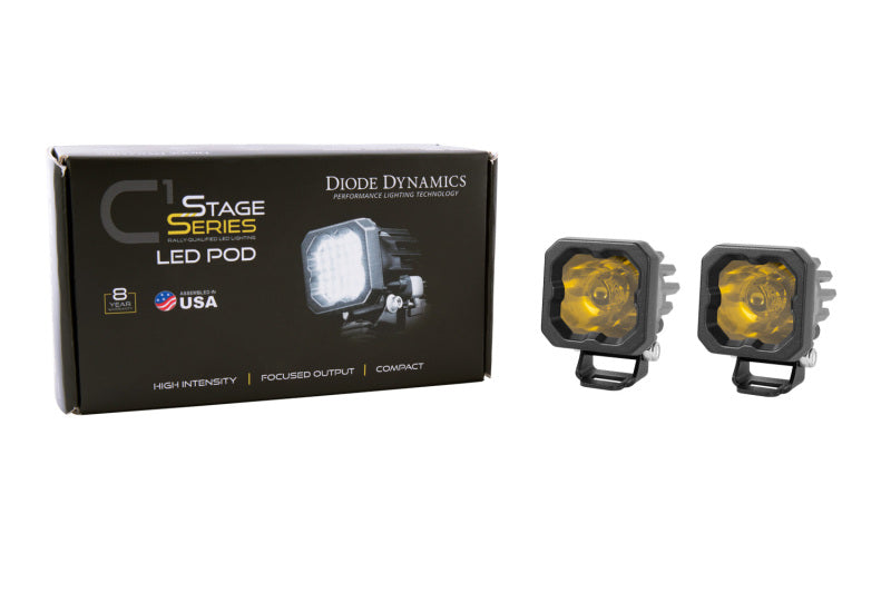 Diode Dynamics Stage Series C1 LED Pod Sport - Yellow Wide Standard ABL (Pair)-tuningsupply.com