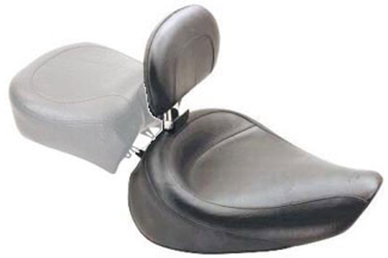 Mustang 91-05 Harley Dyna Wide Touring Solo Seat w/Driver Backrest - Black-tuningsupply.com