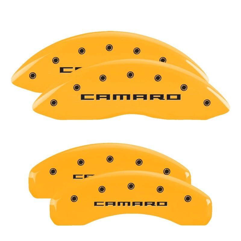 MGP 4 Caliper Covers Engraved Front & Rear Gen 5/Camaro Yellow finish black ch-tuningsupply.com