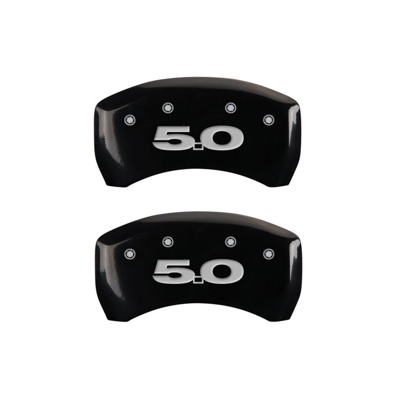 MGP 4 Caliper Covers Engraved Front Mustang Engraved Rear 50 Black finish silver ch-tuningsupply.com