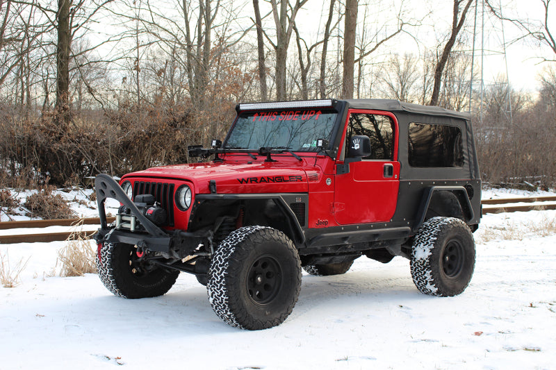 Fishbone Offroad 97-06 Jeep Wrangler TJ Steel Tube Fenders Rear 3In Flare - Blk Textured Powdercoat-tuningsupply.com