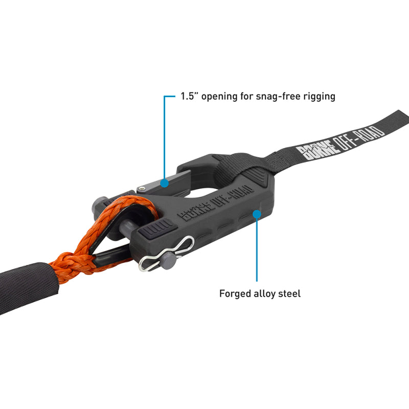 Borne Off-Road Winch Hook - 3/8in Rope - Hand Strap - Orange-tuningsupply.com