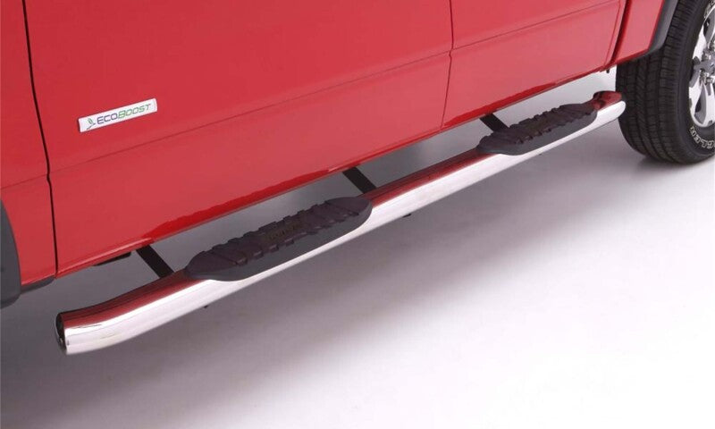 Lund 07-17 Chevy Silverado 1500 Crew Cab 5in. Curved Oval SS Nerf Bars - Polished-tuningsupply.com