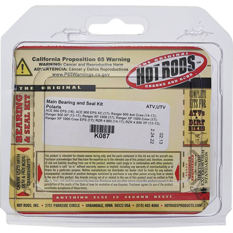 

Hot Rods K087 - HDSK087 - Hot Rods 2016 ACE 900 EPS/2017 ACE 900 EPS XC Main Bearing & Seal Kit - Shipped in Europe - Tuningsupply.com

