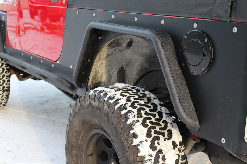 Fishbone Offroad 97-06 Jeep Wrangler TJ Steel Tube Fenders Rear 3In Flare - Blk Textured Powdercoat-tuningsupply.com