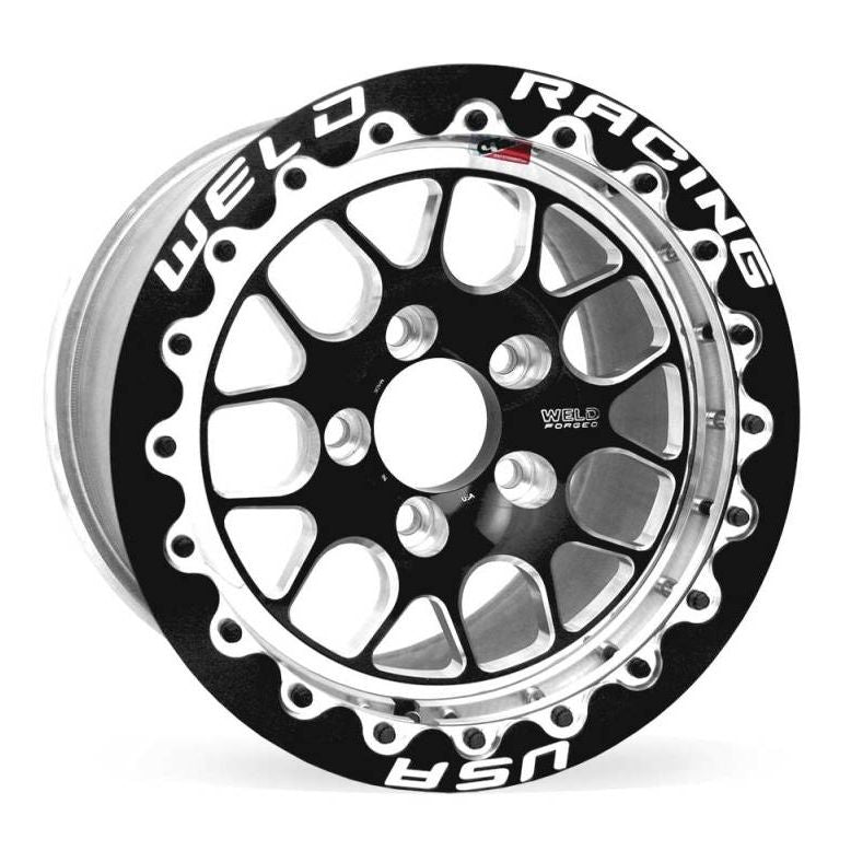 Weld S77 15x10.33 / 5x120mm BP / 7.5in. BS Black Wheel (Medium Pad) - Black Single Beadlock MT-Wheels - Forged-Weld-WEL77MB510N75F-SMINKpower Performance Parts