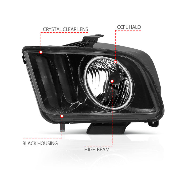 

ANZO 121033 - ANZ121033 - ANZO 2005-2009 Ford Mustang Crystal Headlights w/ Halo Black (CCFL) - Shipped in Europe - Tuningsupply.com
