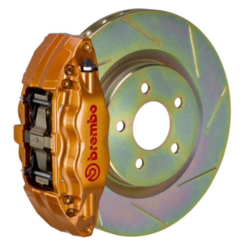 Brembo 02-07 Impreza/WRX/08-14 WRX Fr GT BBK 4 Pist Cast 2pc 326 x30 1pc Rotor Slotted Type1 - Gold-tuningsupply.com