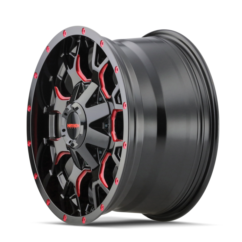 Mayhem 8015 Warrior 17x9 / 5x127 BP / 18mm Offset / 87mm Hub Black w/ Prism Red Wheel-tuningsupply.com