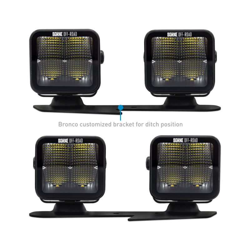 Borne Off-Road 21+ Bronco Light Pods 4pc Ditch 3x3 Flood-tuningsupply.com