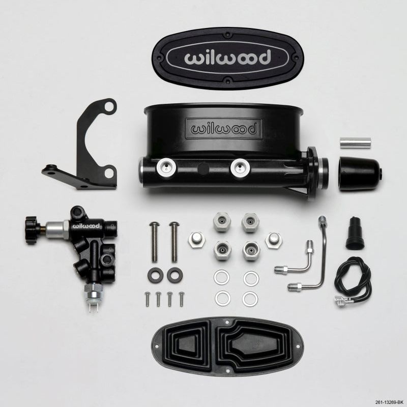 Wilwood HV Tandem M/C Kit w L/H Bracket & Prop Valve - 1in Bore Black-Brake Master Cylinder-Wilwood-WIL261-13269-BK-SMINKpower Performance Parts