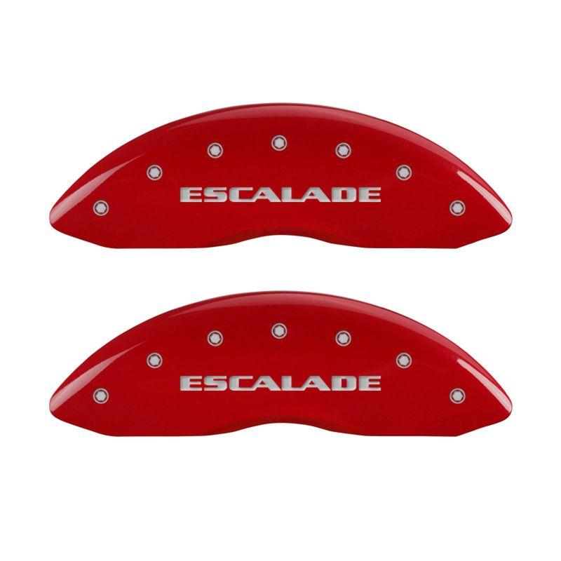 MGP 4 Caliper Covers Engraved Front & Rear Escalade Red finish silver ch