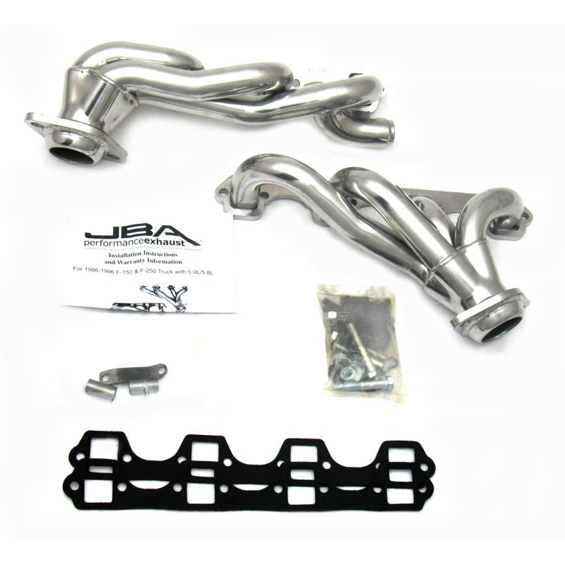 JBA 87-96 Ford F-150 5.8L SBF 1-5/8in Primary Silver Ctd Cat4Ward Header-tuningsupply.com