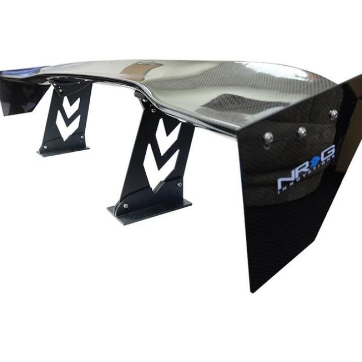 NRG Carbon Fiber Spoiler - Universal (59in.) w/ NRG Arrow Cut Out Stands and Large End Plates-tuningsupply.com