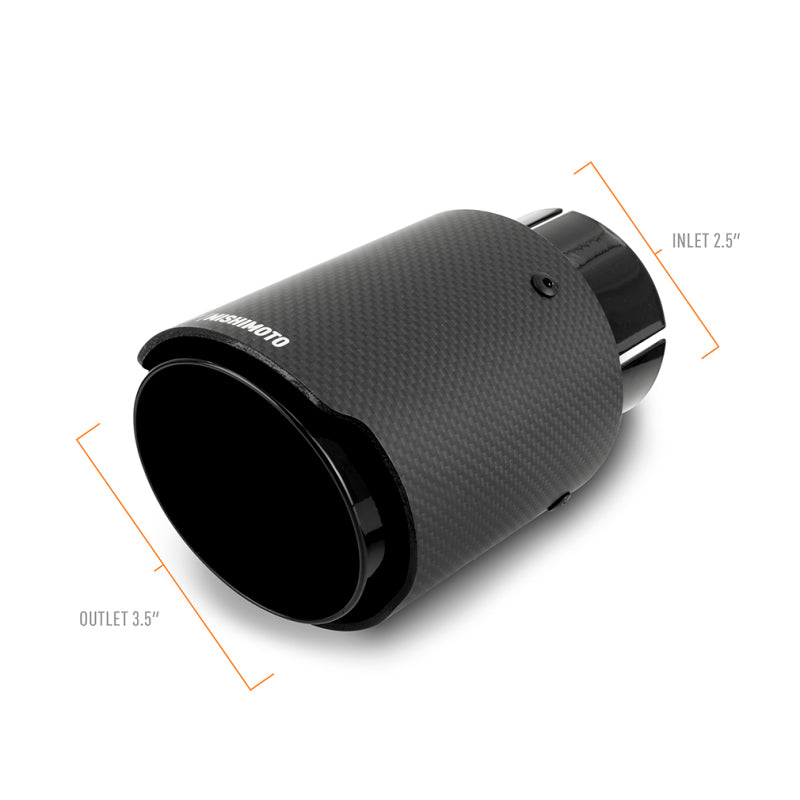 Mishimoto 2x Carbon Fiber Muffler Tip 2.5in Inlet 3.5in Outlet Black-tuningsupply.com