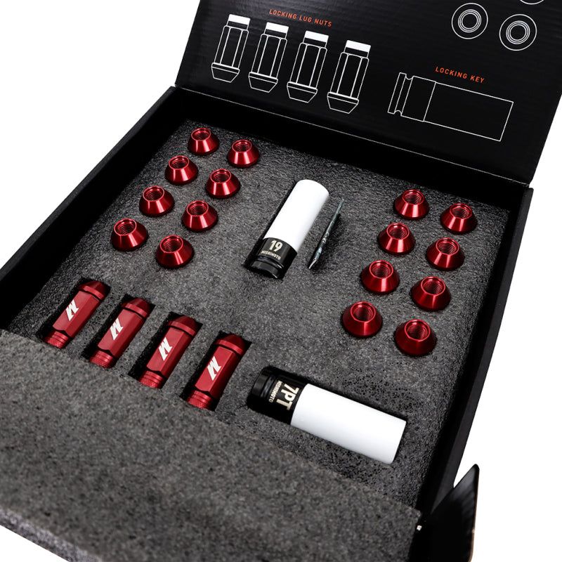 Mishimoto Aluminum Locking Lug Nuts M12x1.25 20pc Set Red-tuningsupply.com