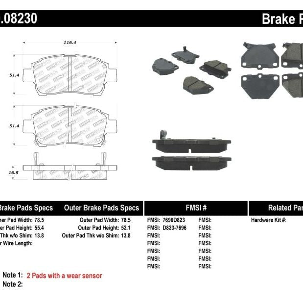 StopTech Performance 00-05 Celica GT-S Rear Brake Pads-Brake Pads - Performance-Stoptech-STO309.08230-SMINKpower Performance Parts