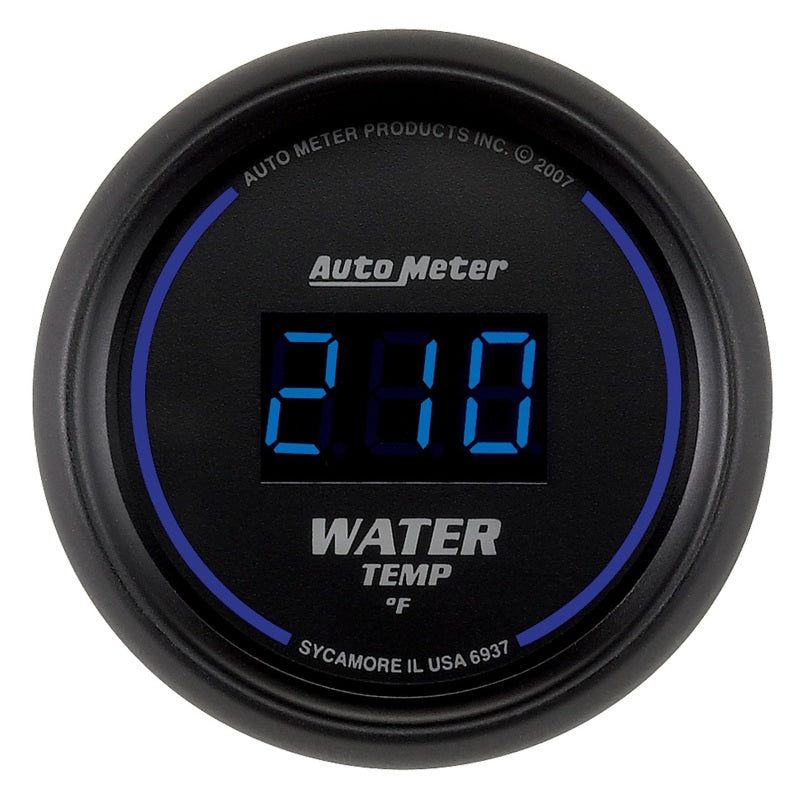 Autometer Cobalt Digital 52.4mm Black 0-300 deg F Water Temperature Gauge-tuningsupply.com