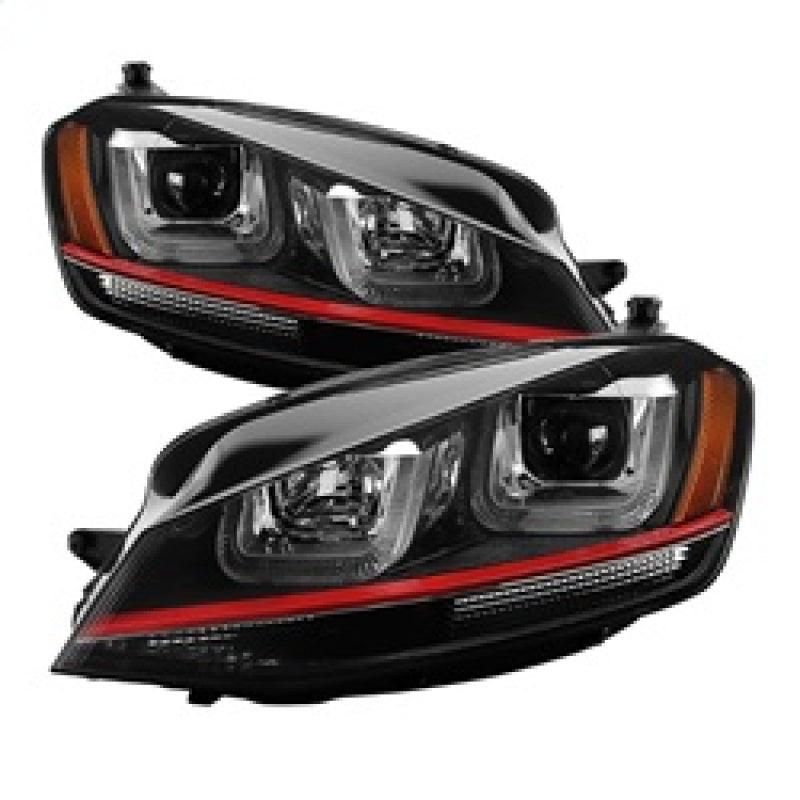 Spyder Volkswagen Golf VII 14-16 Projector Headlights DRL LED Red Stripe Blk PRO-YD-VG15-RED-DRL-BK - SMINKpower Performance Parts SPY5080592 SPYDER