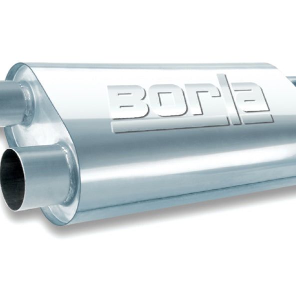 Borla Universal Oval Transverse Single 3in Inlet/2.5in Outlet 19in x 10.25in x 5.5in Turbo Muffler-tuningsupply.com