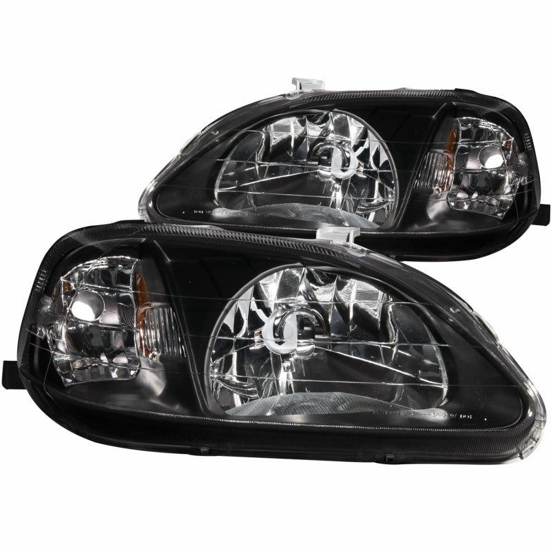 ANZO 1999-2000 Honda Civic Crystal Headlights Black-tuningsupply.com