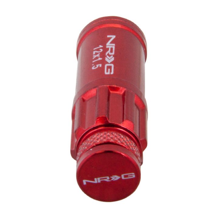 NRG 700 Series M12 X 1.5 Steel Lug Nut w/Dust Cap Cover Set 21 Pc w/Locks & Lock Socket - Red-tuningsupply.com