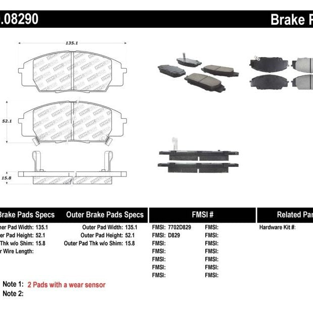 StopTech Performance 00-09 S2000/06+ Civic Si/02-06 RSX-S (non base) Front Brake Pads-Brake Pads - Performance-Stoptech-STO309.08290-SMINKpower Performance Parts