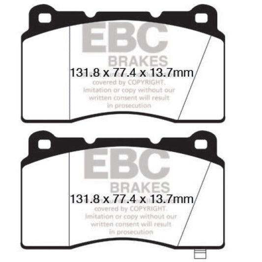 EBC 09+ Hyundai Genesis Coupe 2.0 Turbo (Brembo) Redstuff Front Brake Pads-tuningsupply.com