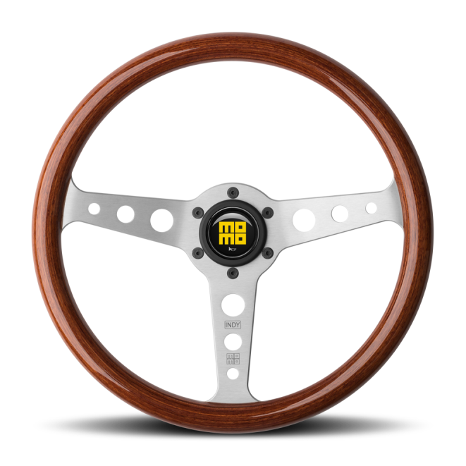 Momo Indy Steering Wheel 350 mm - Magoany Wood/Brshd Spokes-tuningsupply.com