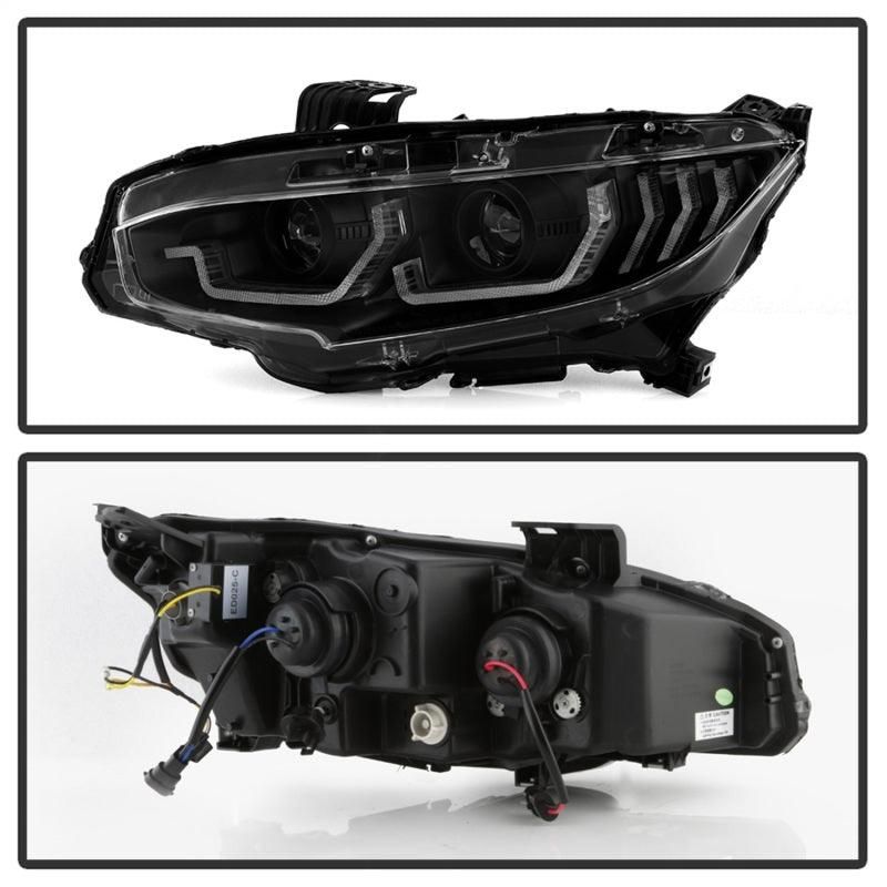 Spyder Honda Civic 16- 2DR/4DR/Hatchback Projector Headlights - Black PRO-YD-HC16SI-SEQGR-BK - SMINKpower Performance Parts SPY5087867 SPYDER