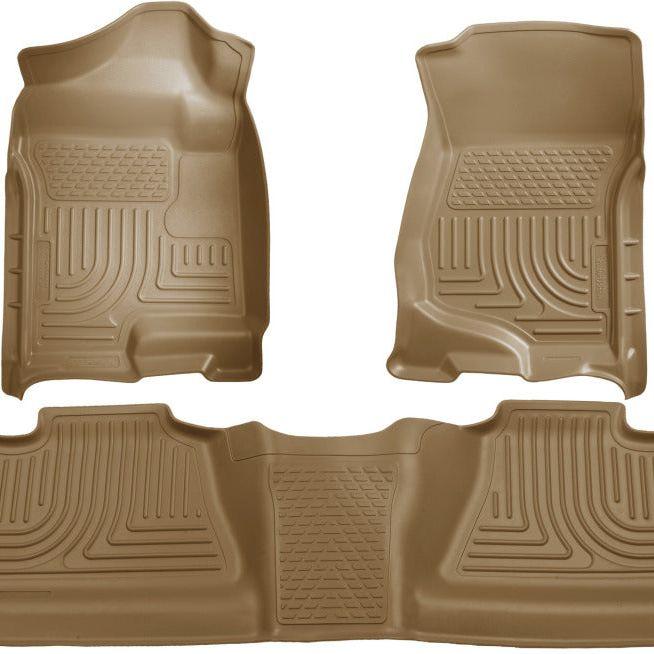 Husky Liners 07-12 Chevy Silverado/GMC Sierra Crew Cab WeatherBeater Combo Tan Floor Liners-tuningsupply.com