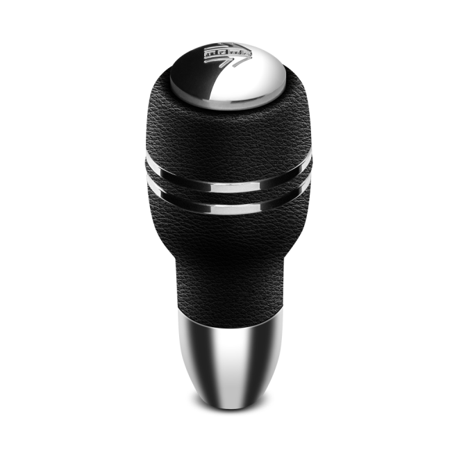 Momo Automatico Shift Knob - Black Leather, Chrome Insert-tuningsupply.com