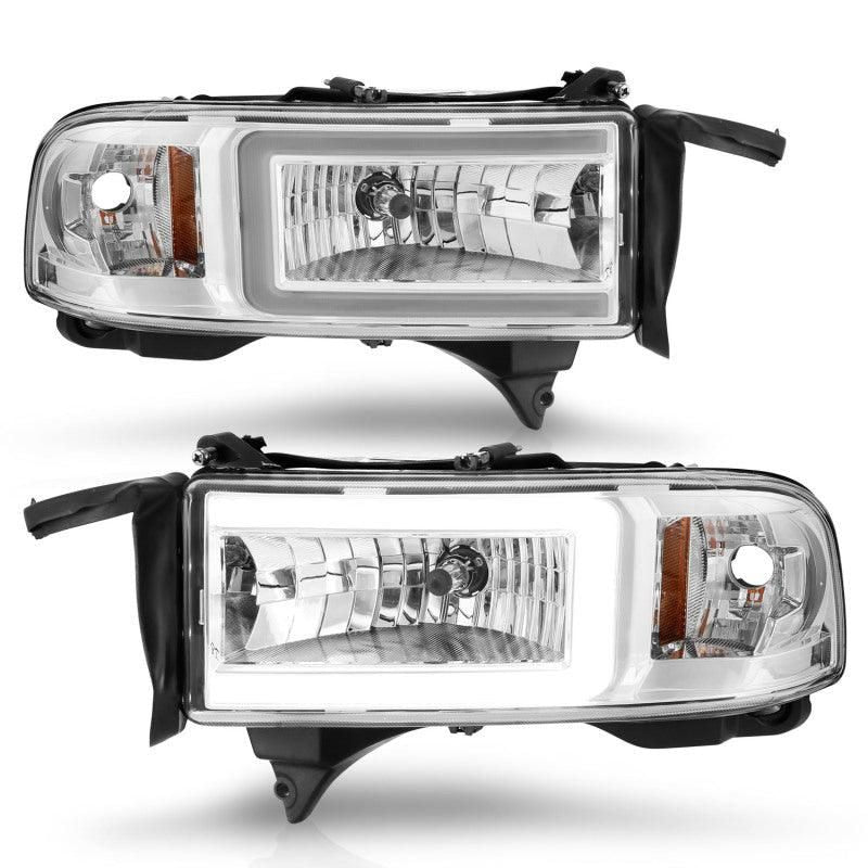 ANZO 94-02 Dodge RAM Crystal Headlight - w/ Light Bar Chrome Housing-tuningsupply.com