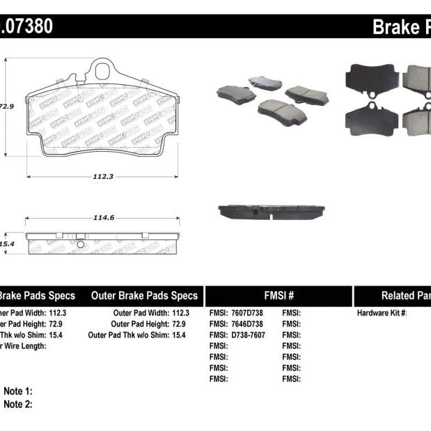 StopTech Performance 97-04 Porsche Boxster / 00-08 Boxster S / 98-08 911 Rear Brake Pads-Brake Pads - Performance-Stoptech-STO309.07380-SMINKpower Performance Parts