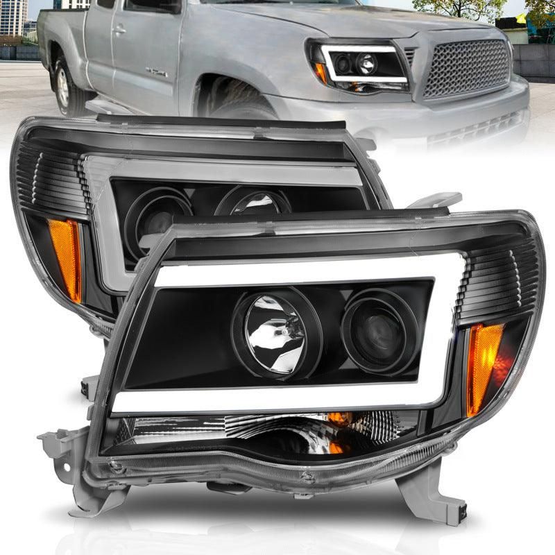 ANZO 05-09 Toyota Tacoma Projector Light Bar Style Headlights w/ C Light Bar-tuningsupply.com