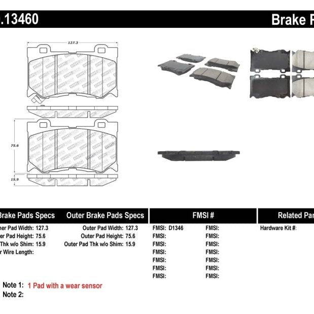 StopTech Performance 09-13 Infiniti FX35/FX37/FX45/FX50/08-13 G37 / 09-12 370Z Front Brake Pads-Brake Pads - Performance-Stoptech-STO309.13460-SMINKpower Performance Parts