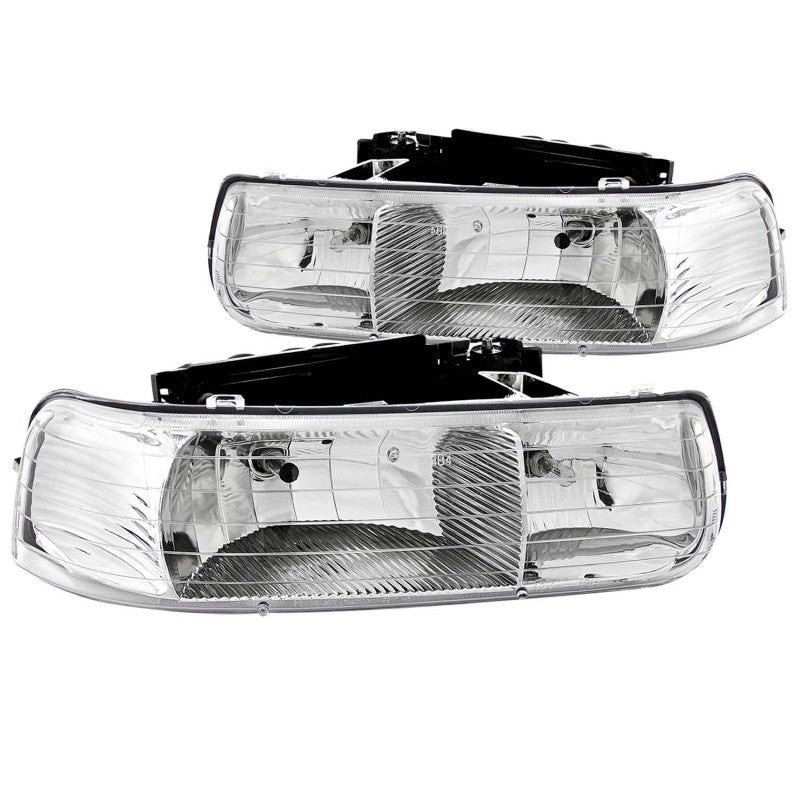 ANZO 1999-2002 Chevrolet Silverado 1500 Crystal Headlights Chrome-tuningsupply.com