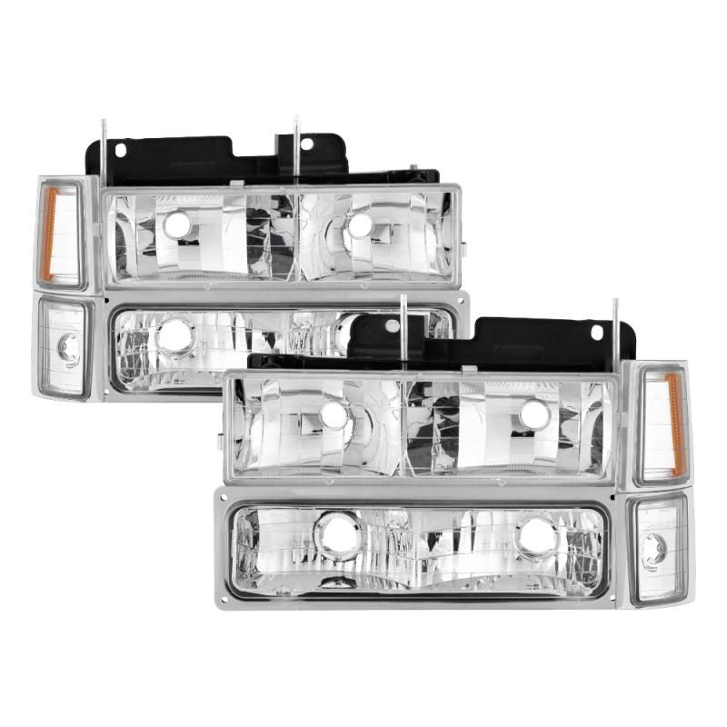 Xtune Chevy Suburban 94-98 Headlights w/ Corner & Parking Lights 8pcs Chrome HD-JH-CCK88-AM-C-SET - SMINKpower Performance Parts SPY5069535 SPYDER