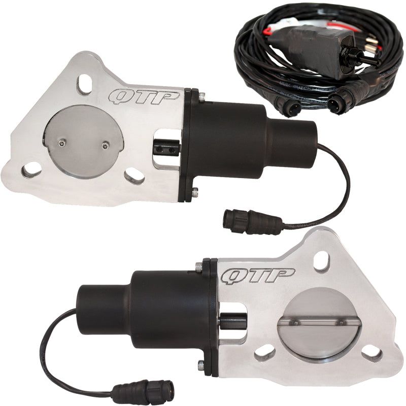 QTP 2.25in Bolt-On QTEC Dual Electric Cutout Valves - Pair-Exhaust Cutouts-QTP-QTPQTEC45-SMINKpower Performance Parts