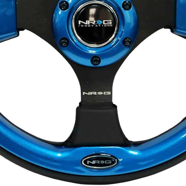 NRG Reinforced Steering Wheel (320mm) Blk w/Blue Trim-tuningsupply.com