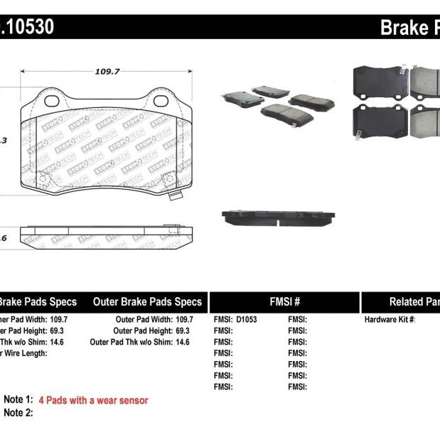 StopTech Performance 10+ Camaro Rear Brake Pads-Brake Pads - Performance-Stoptech-STO309.10530-SMINKpower Performance Parts