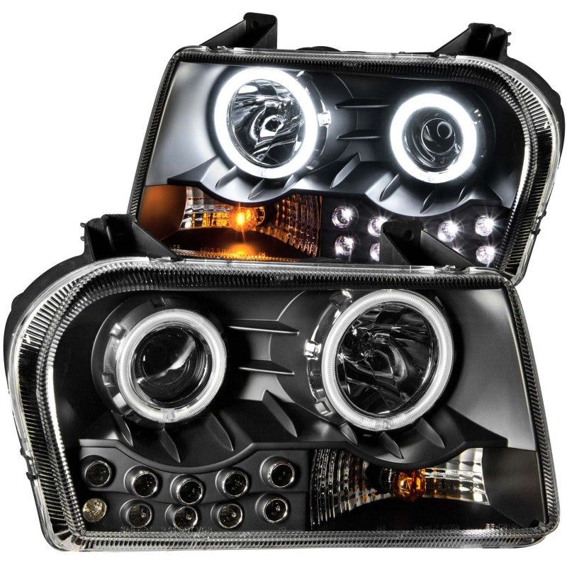 ANZO 2005-2010 Chrysler 300 Projector Headlights w/ Halo Black (Does Not Fit S Models)-tuningsupply.com